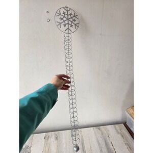 Vintage pier 1 silver glitter snowflake Christmas card holder hanging unique